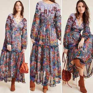 Maeve by Anthropologie Annabella Boho Maxi Dress Size 10